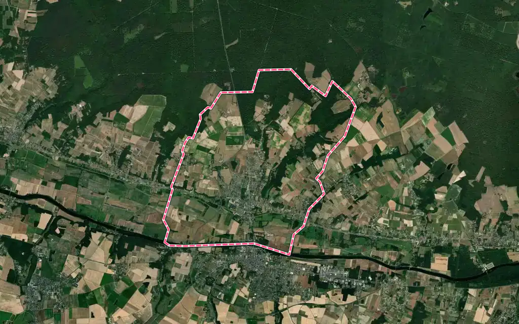 Vue satellite de La Croix-en-Touraine avec ses contours administratifs