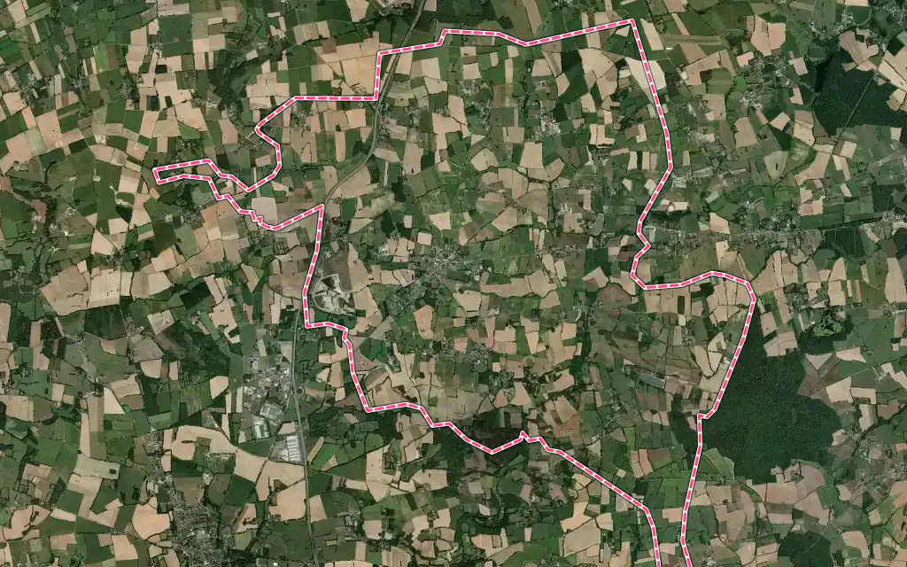 Vue satellite de La Dominelais avec ses contours administratifs