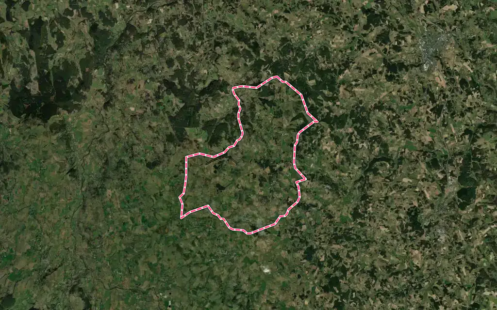 Vue satellite de La Fage-Montivernoux avec ses contours administratifs