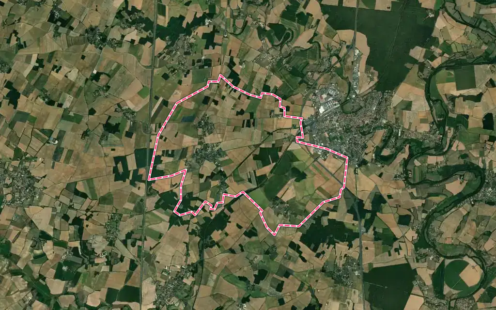 Vue satellite de La Faye avec ses contours administratifs