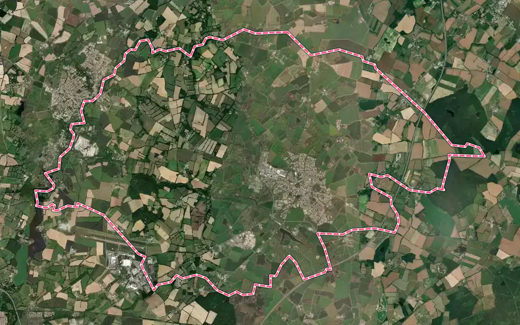 Vue satellite de La Ferrière avec ses contours administratifs