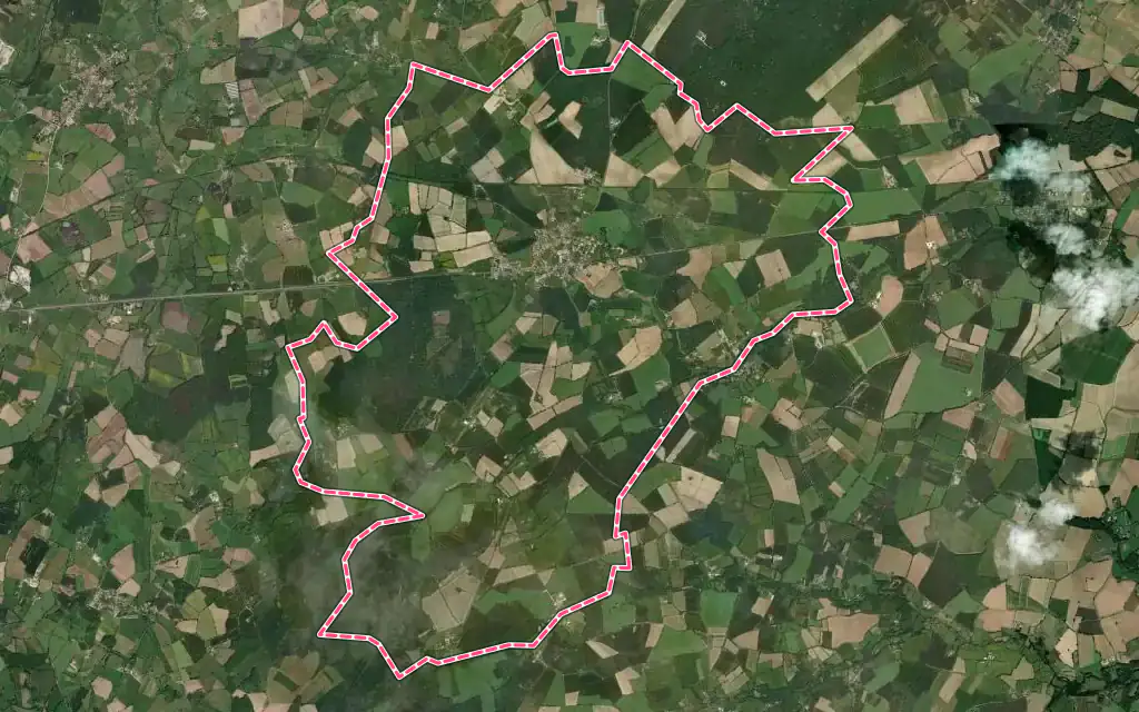 Vue satellite de La Ferrière-en-Parthenay avec ses contours administratifs