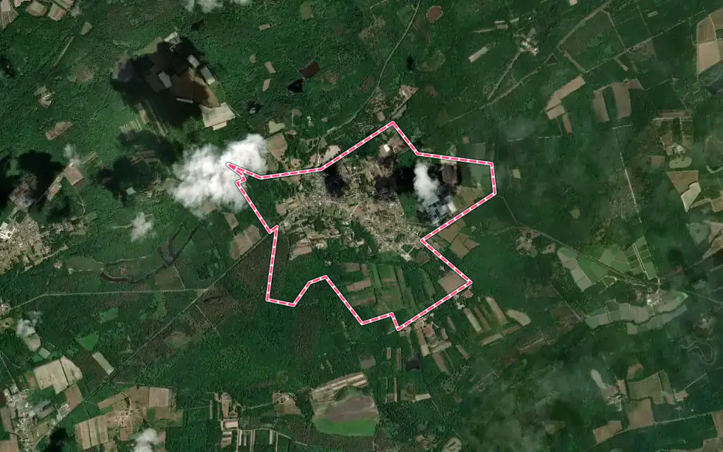 Vue satellite de La Ferté-Beauharnais avec ses contours administratifs