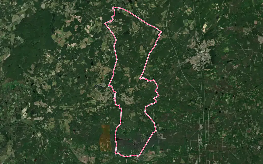 Vue satellite de La Ferté-Imbault avec ses contours administratifs