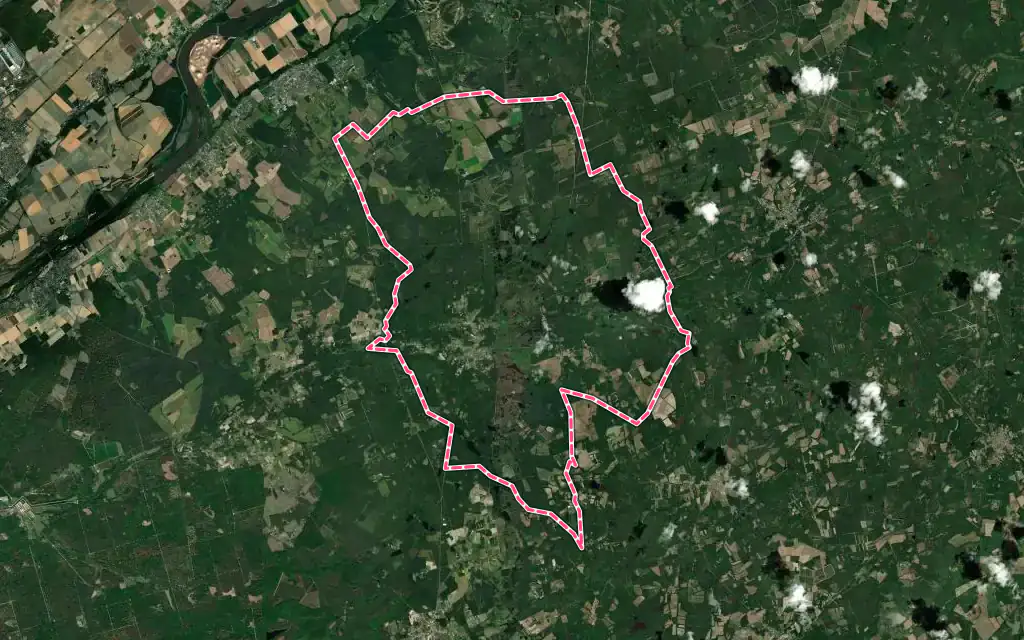 Vue satellite de La Ferté-Saint-Cyr avec ses contours administratifs