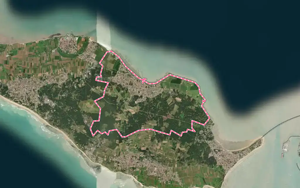 Vue satellite de La Flotte avec ses contours administratifs