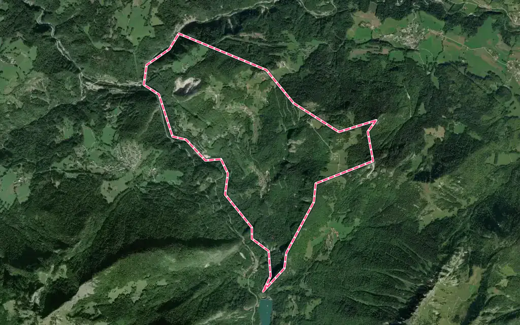Vue satellite de La Forclaz avec ses contours administratifs