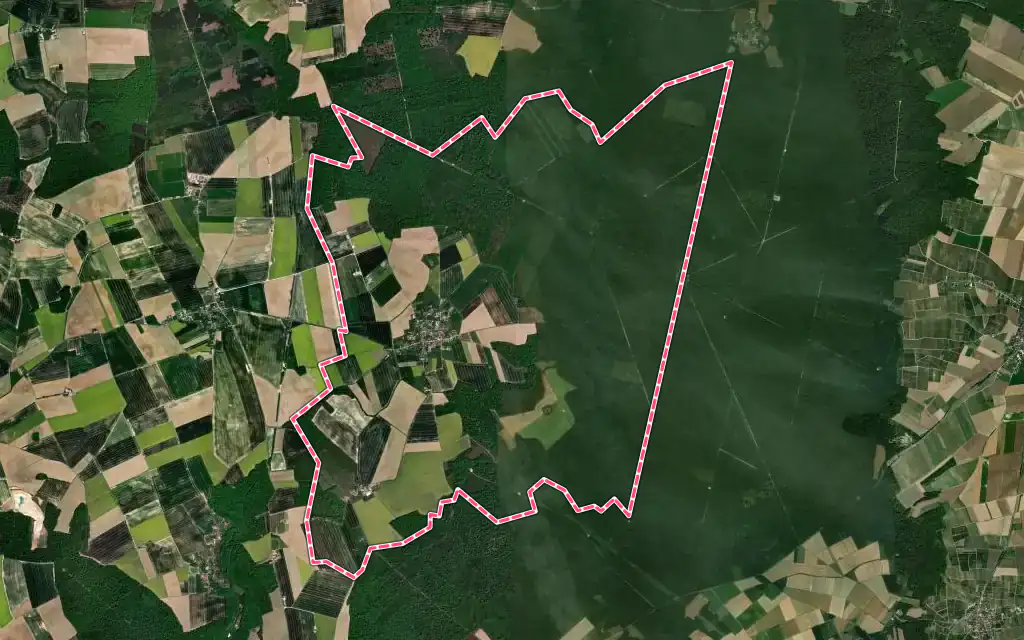 Vue satellite de La Forestière avec ses contours administratifs