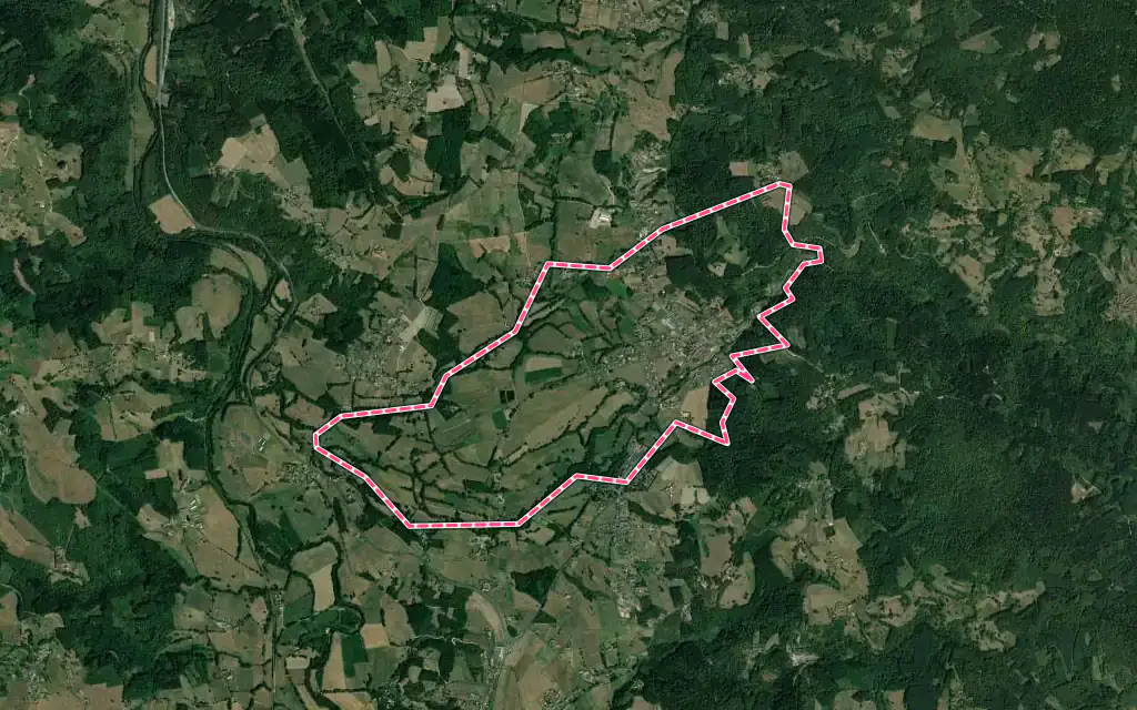 Vue satellite de La Forie avec ses contours administratifs