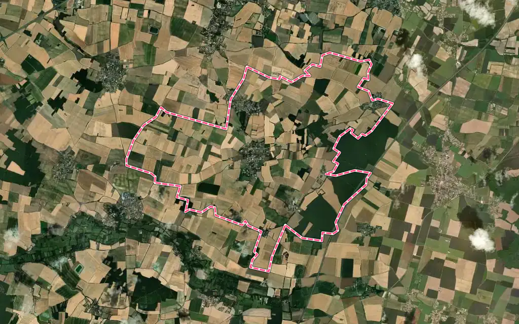 Vue satellite de La Foye-Monjault avec ses contours administratifs