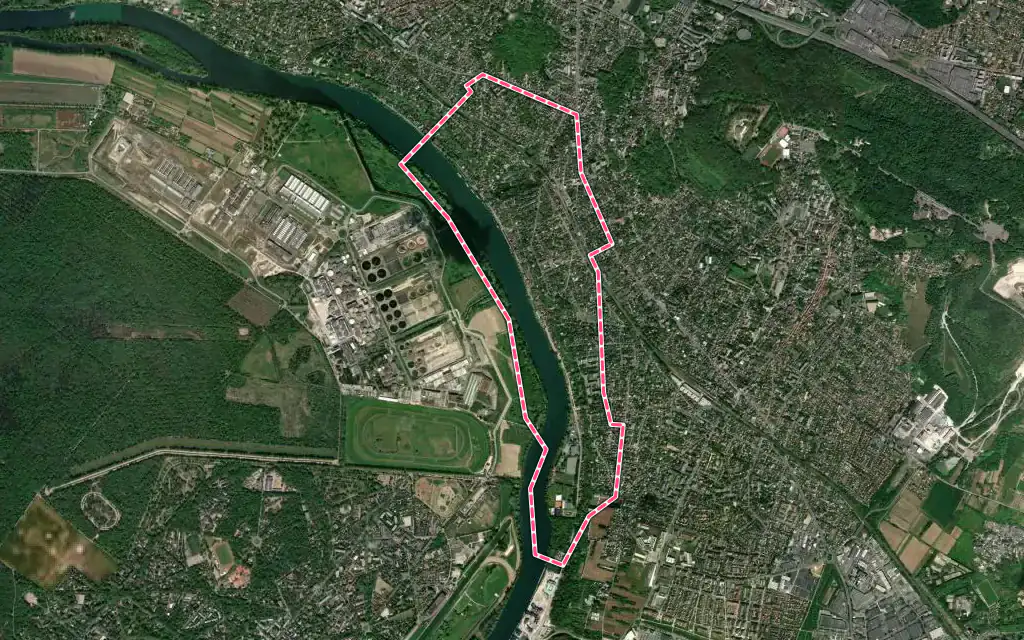Vue satellite de La Frette-sur-Seine avec ses contours administratifs