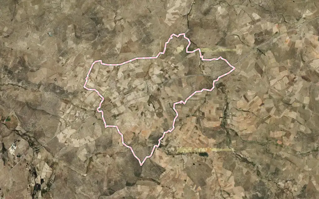 Vista satélite de La Fuente de San Esteban con su contorno administrativo