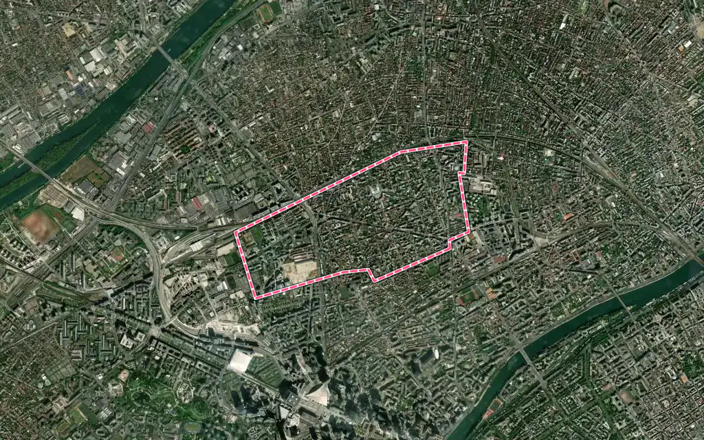 Vue satellite de La Garenne-Colombes avec ses contours administratifs