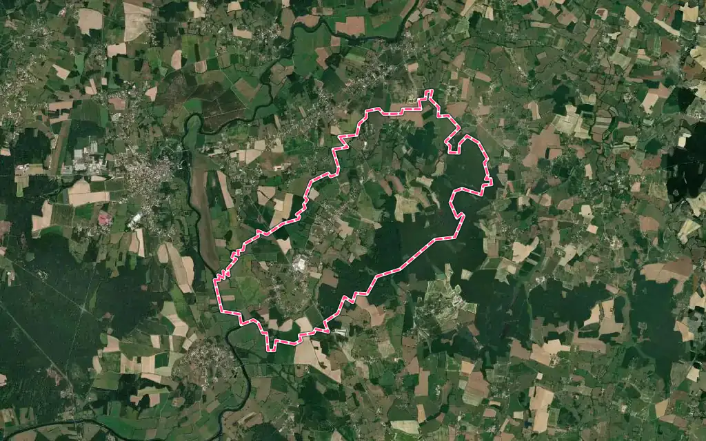 Vue satellite de La Genête avec ses contours administratifs