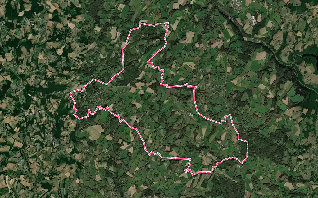 Vue satellite de La Geneytouse avec ses contours administratifs