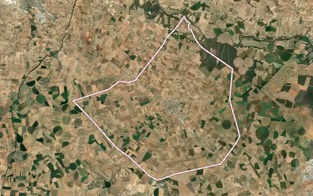 Vista satélite de La Gineta con su contorno administrativo