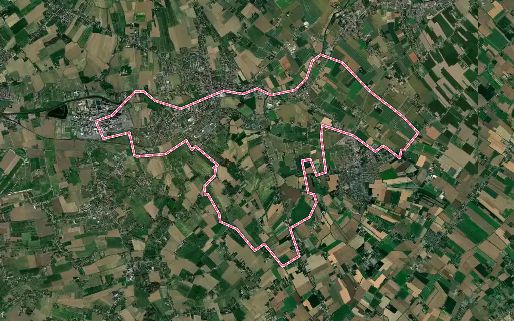 Vue satellite de La Gorgue avec ses contours administratifs