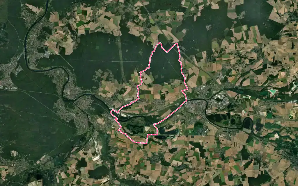 Vue satellite de La Grande-Paroisse avec ses contours administratifs