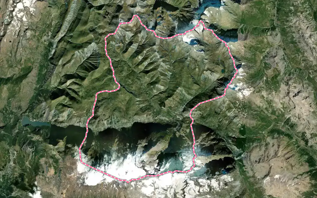 Vue satellite de La Grave avec ses contours administratifs