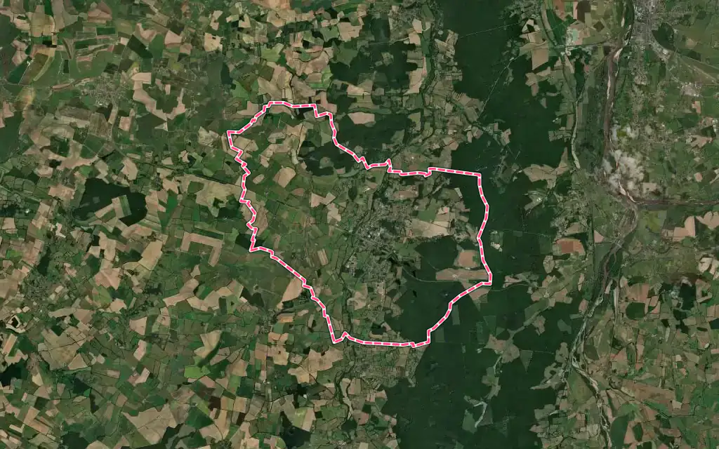 Vue satellite de La Guerche-sur-l'Aubois avec ses contours administratifs