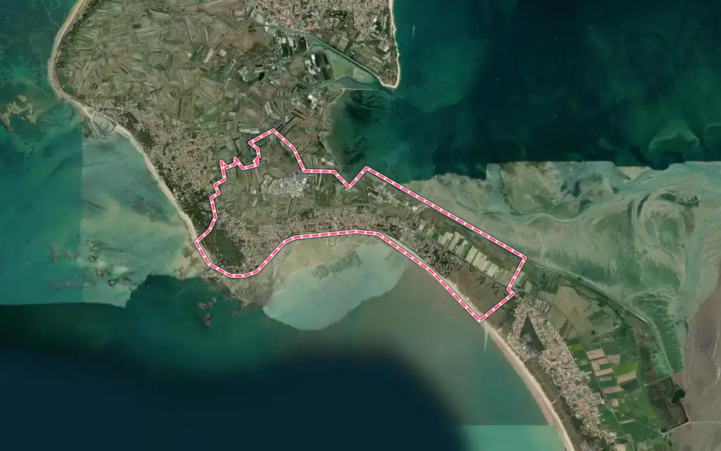 Vue satellite de La Guérinière avec ses contours administratifs