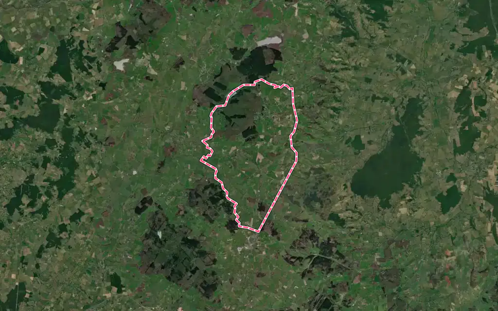 Vue satellite de La Guiche avec ses contours administratifs