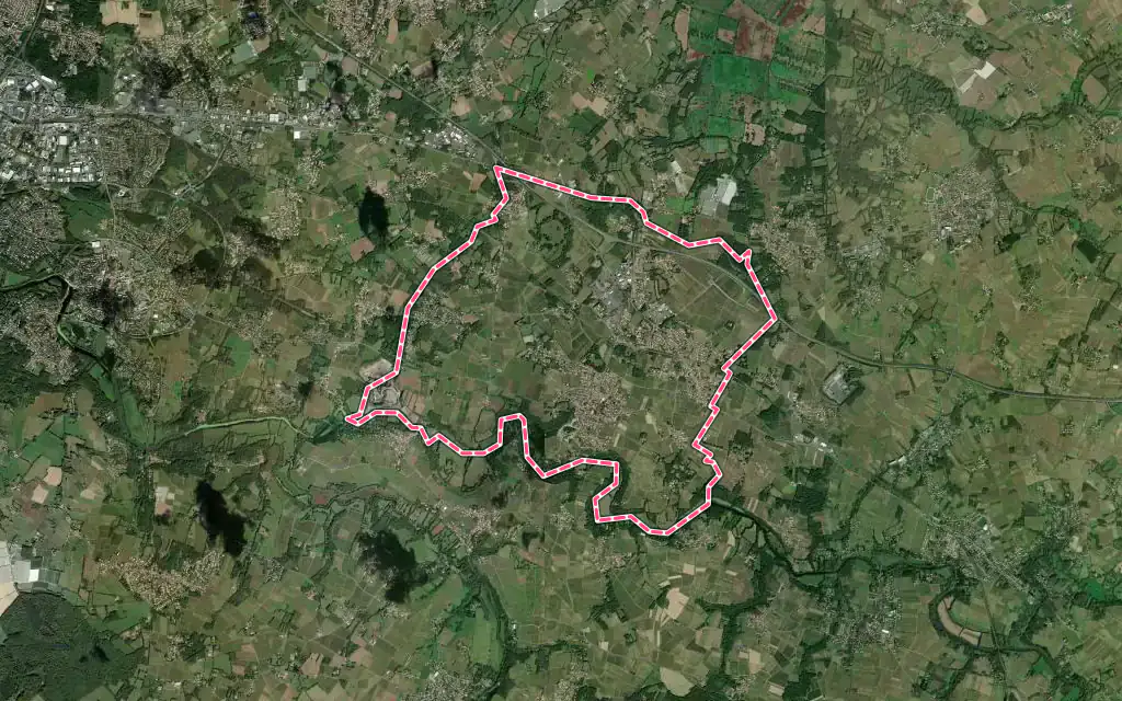 Vue satellite de La Haie-Fouassière avec ses contours administratifs