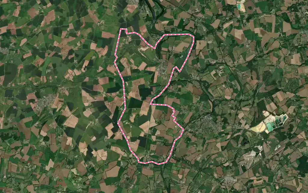 Vue satellite de La Haie-Traversaine avec ses contours administratifs