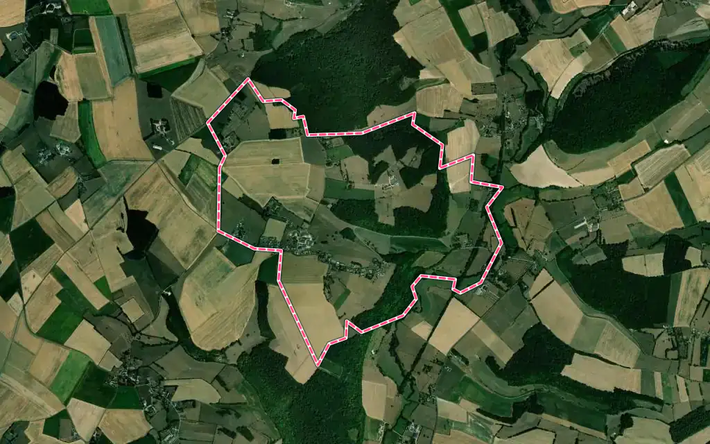 Vue satellite de La Hallotière avec ses contours administratifs