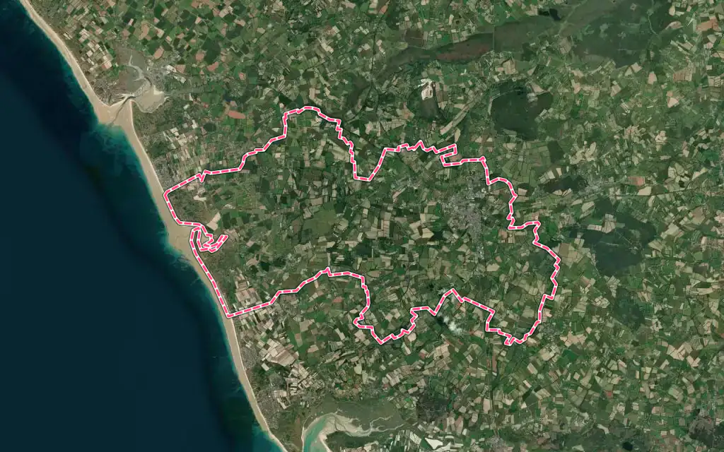 Vue satellite de La Haye avec ses contours administratifs