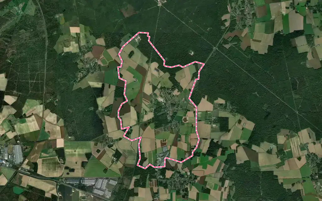 Vue satellite de La Houssaye-en-Brie avec ses contours administratifs