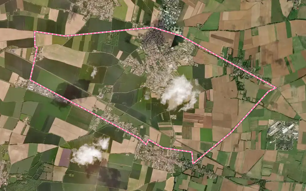 Vue satellite de La Jarrie avec ses contours administratifs