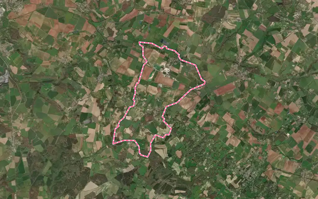 Vue satellite de La Jaudonnière avec ses contours administratifs