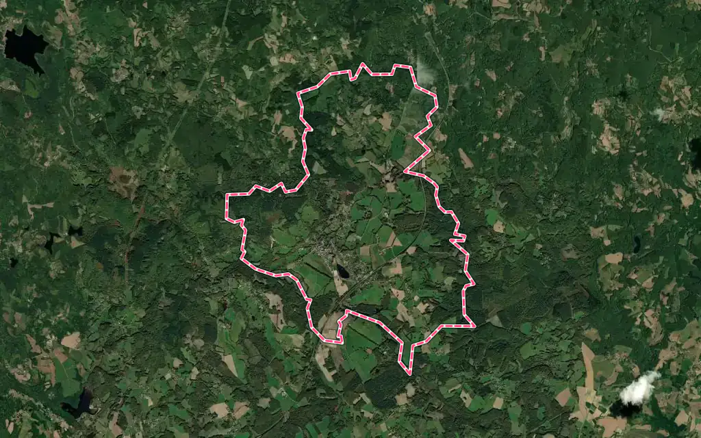 Vue satellite de La Jonchère-Saint-Maurice avec ses contours administratifs