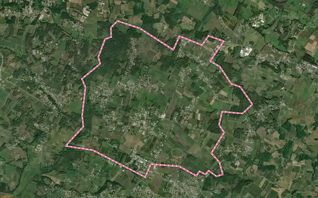 Vue satellite de La Lande-de-Fronsac avec ses contours administratifs