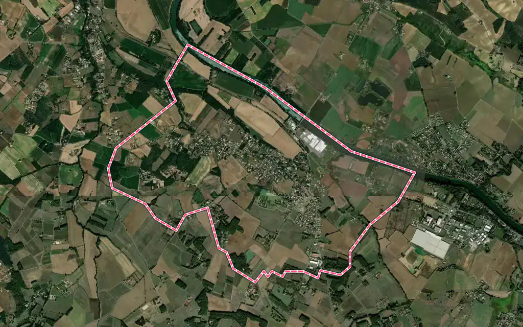 Vue satellite de La Magdelaine-sur-Tarn avec ses contours administratifs