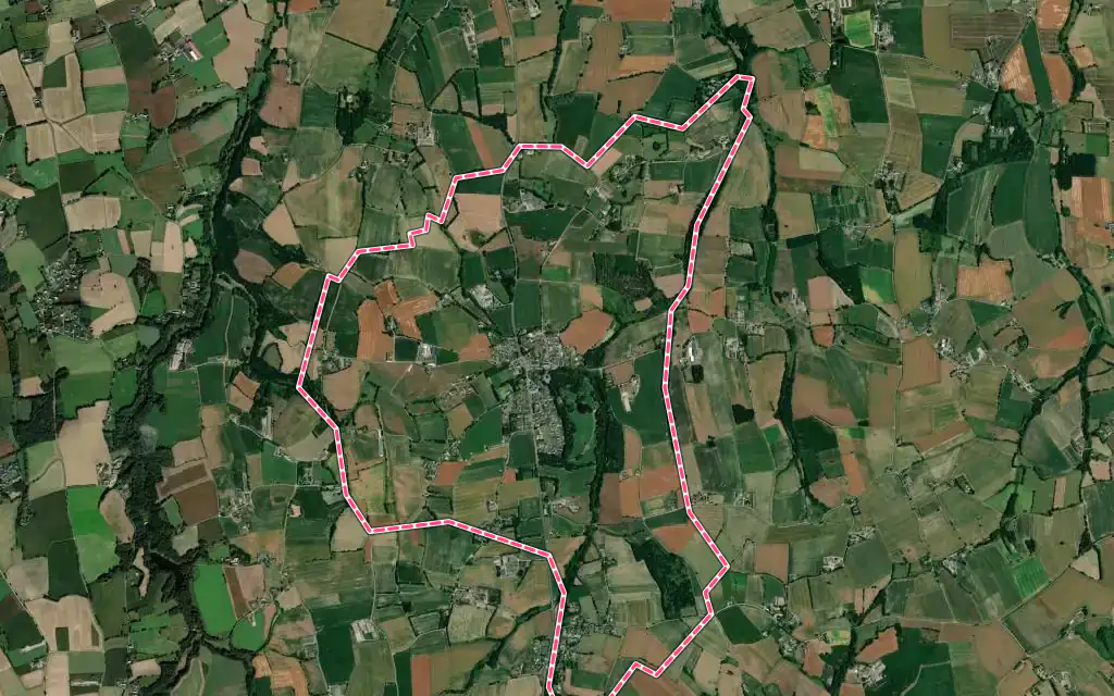 Vue satellite de La Malhoure avec ses contours administratifs
