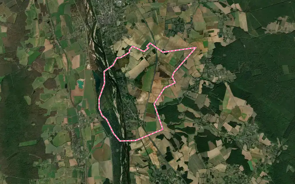 Vue satellite de La Marche avec ses contours administratifs