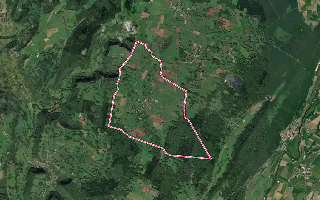 Vue satellite de La Marre avec ses contours administratifs
