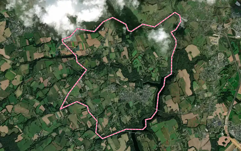Vue satellite de La Méaugon avec ses contours administratifs