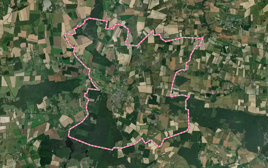 Vue satellite de La Meilleraye-de-Bretagne avec ses contours administratifs