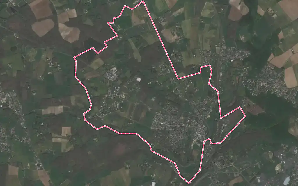 Vue satellite de La Membrolle-sur-Choisille avec ses contours administratifs