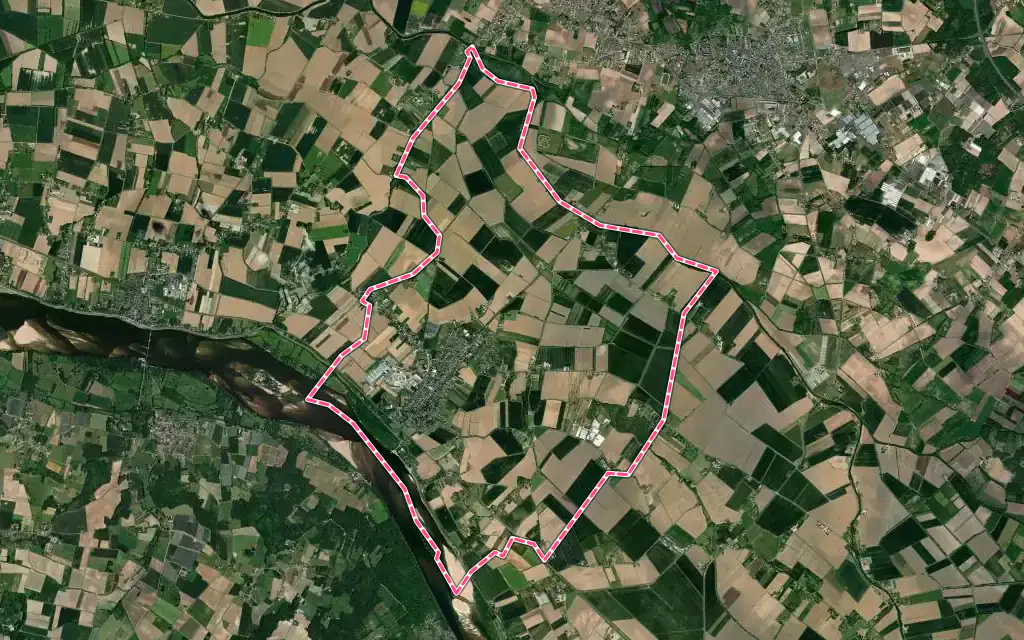 Vue satellite de La Ménitré avec ses contours administratifs
