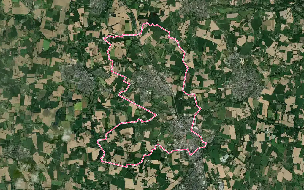 Vue satellite de La Mézière avec ses contours administratifs