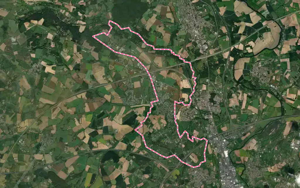 Vue satellite de La Milesse avec ses contours administratifs