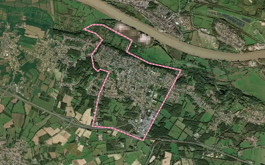 Vue satellite de La Montagne avec ses contours administratifs