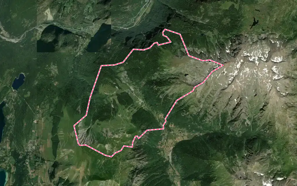 Vue satellite de La Morte avec ses contours administratifs