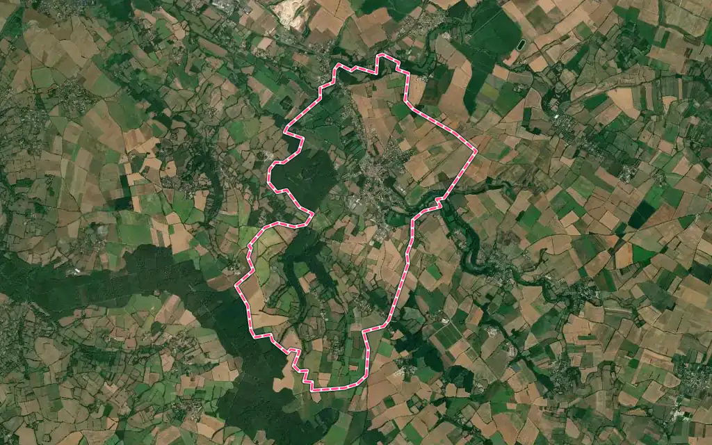 Vue satellite de La Mothe-Saint-Héray avec ses contours administratifs