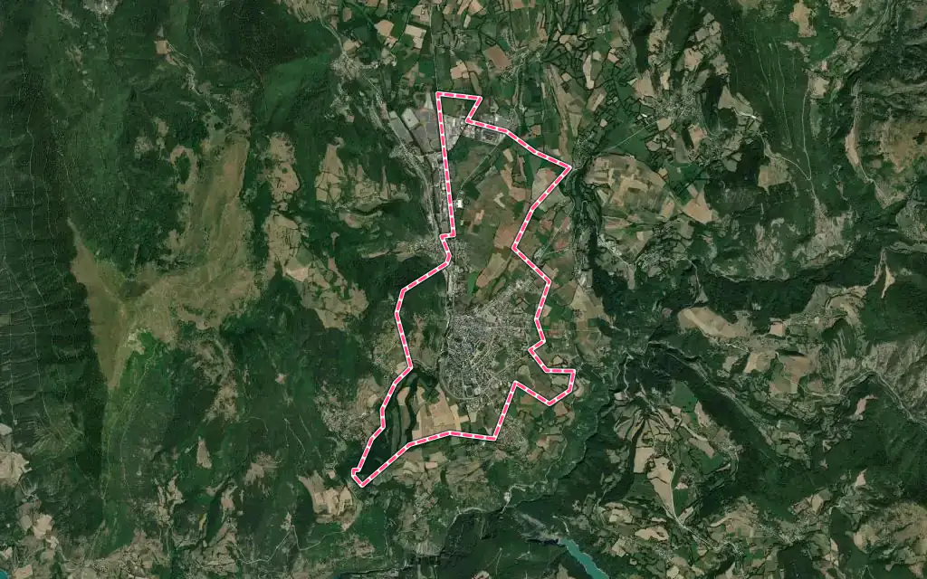 Vue satellite de La Mure avec ses contours administratifs