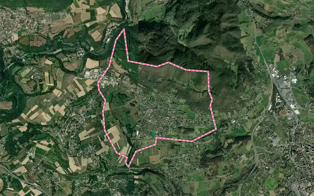 Vue satellite de La Murette avec ses contours administratifs